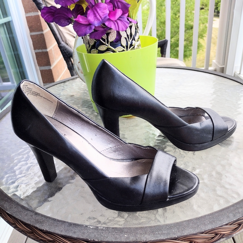 Black Upper Leather Heels